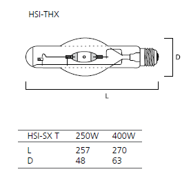 Sylvania HSI-metalarc HSI-THX 400 W E40 sodium haute pression tubulaire Ampoule Lampe UK 